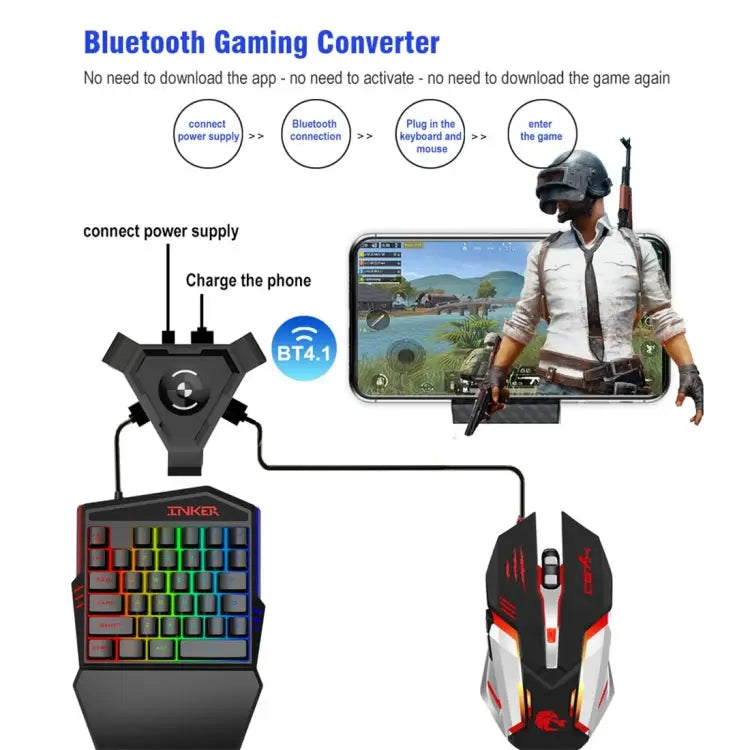 HXSJ P5 Bluetooth 4.1 Keyboard Mouse Bluetooth Gaming Converter Can Not Be Pressed Version