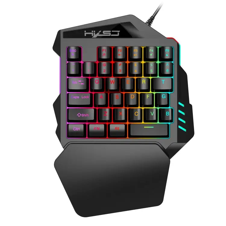 HXSJ V100 Universal One-hand 35-Keys Mechanical Blue Axis Seven-color Backlight Wired Gaming Keyboard Length: 1.6m V100