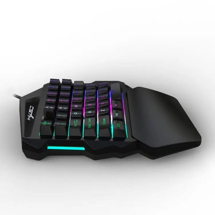 HXSJ V100 Universal One-hand 35-Keys Mechanical Blue Axis Seven-color Backlight Wired Gaming Keyboard Length: 1.6m V100