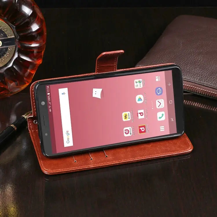 idewei Crazy Horse Texture Horizontal Flip Leather Case with Holder & Card Slots & Wallet For Galaxy Feel 2 For Galaxy