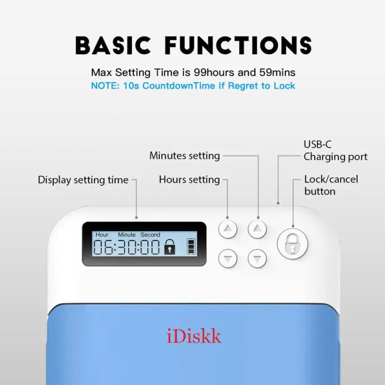 IDISKK Cell Phone Lock Box With Timer For Mobile Phones Within 6.7 Inch - lock03 White - Apple Accessories
