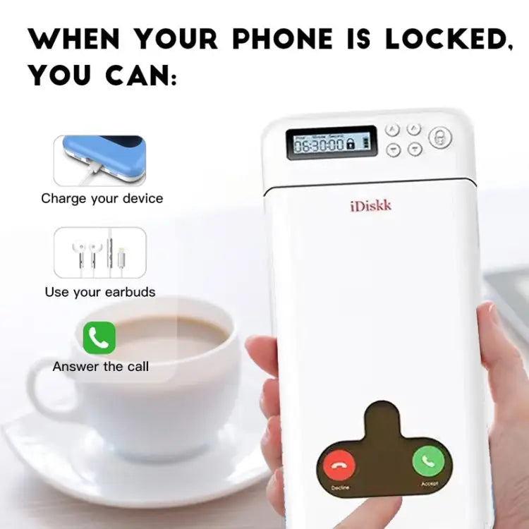 IDISKK Cell Phone Lock Box With Timer For Mobile Phones Within 6.7 Inch - lock03 White - Apple Accessories