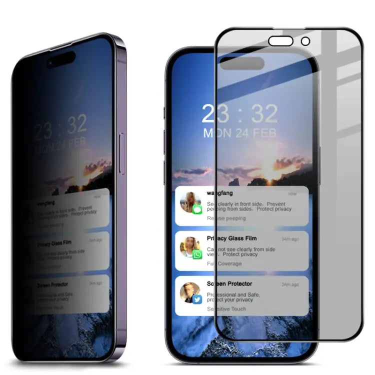 IMAK HD Full Screen Anti-spy Tempered Glass Protective Film - For iPhone 14 Pro - Apple Accessories