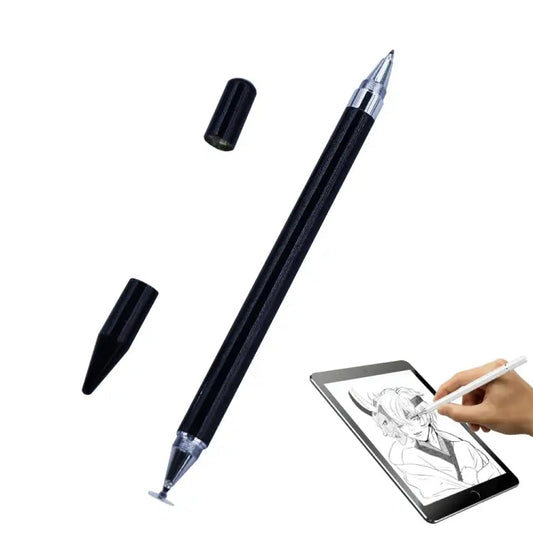 Imitation Porcelain 2 in 1 Mobile Phone Touch Screen Capacitive Pen for Apple / Huawei / Xiaomi / Samsung - Black
