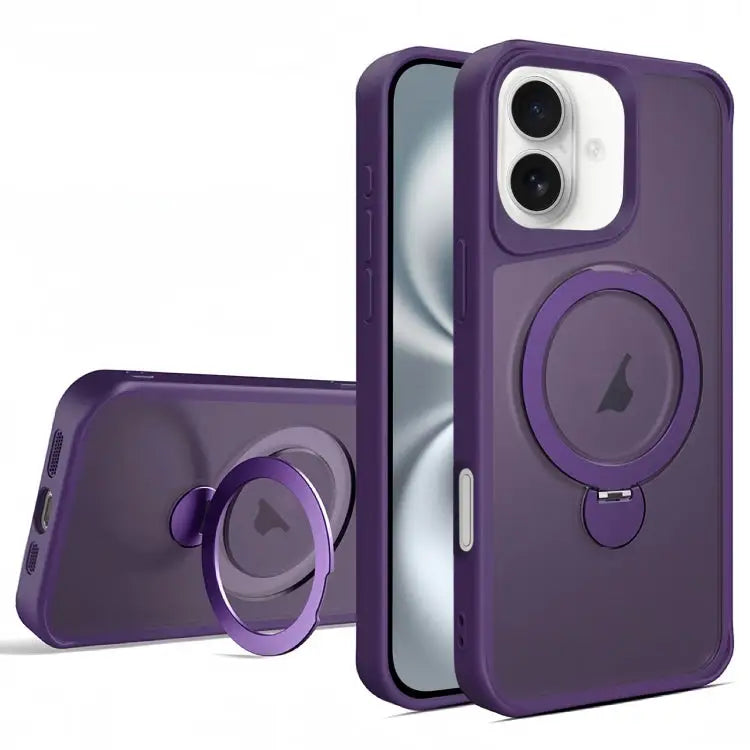Invisible Fulcrum Holder MagSafe Phone Case - For iPhone 16 Plus / Dark Purple