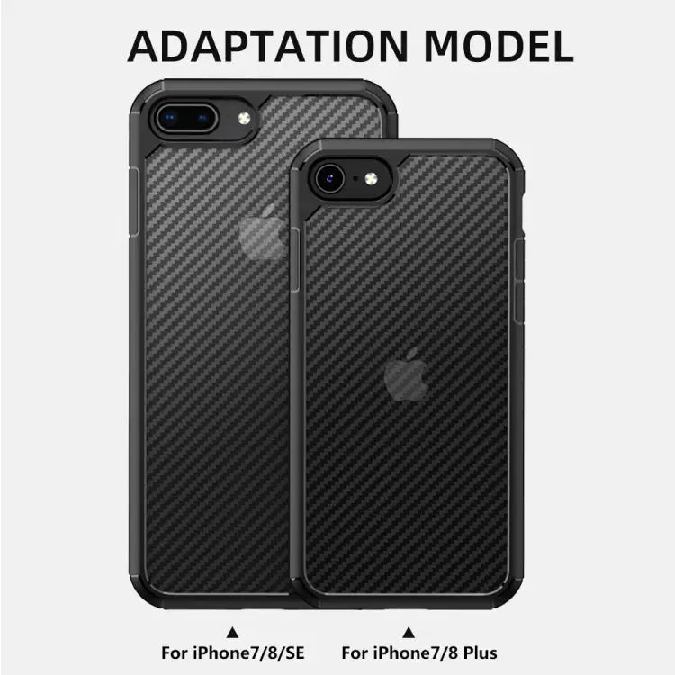 iPAKY Pioneer Series Carbon Fiber Texture Shockproof TPU + PC Case For iPhone SE 2022 / SE 2020 / 8 / 7 For iPhone 8
