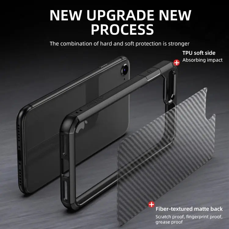 iPAKY Pioneer Series Carbon Fiber Texture Shockproof TPU + PC Case For iPhone SE 2022 / SE 2020 / 8 / 7 For iPhone 8
