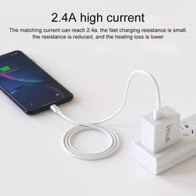 IVON CA70 8 Pin Fast Charging Data Cable Length: 1m - 8 Pin, Length: 1m