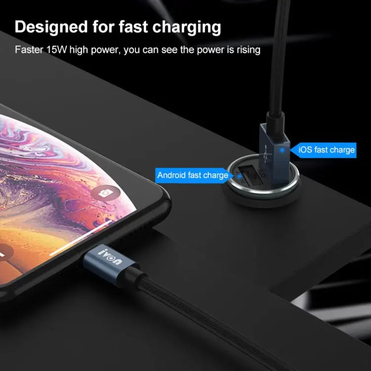 IVON CC37 15W 3.1A Dual USB Mini Car Charger + 1m USB to Micro USB Fast Charge Data Cable Set Micro USB - Micro USB
