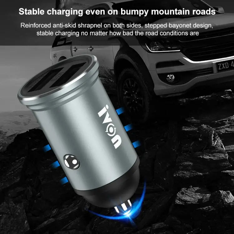 IVON CC37 15W 3.1A Dual USB Mini Car Charger + 1m USB to Micro USB Fast Charge Data Cable Set Micro USB - Micro USB