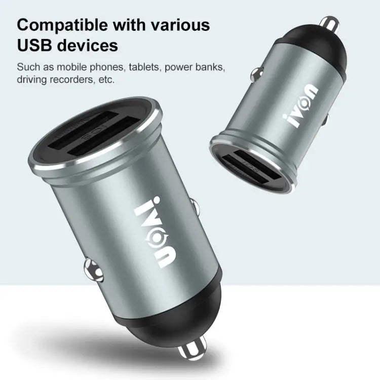 IVON CC37 15W 3.1A Dual USB Mini Car Charger + 1m USB to Micro USB Fast Charge Data Cable Set Micro USB - Micro USB