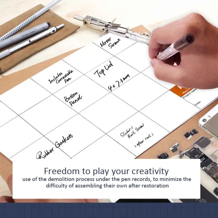 JAKEMY JM-Z09 25cm x 20cm Magnetic Project Mat with Marker Pen for iPhone / Samsung Repairing Tools - JM-Z09
