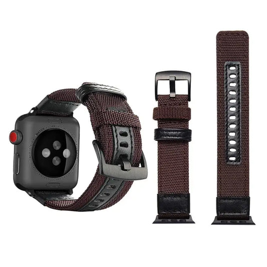 Jeep Style Nylon Wrist Watch Band with Stainless Steel Buckle for Apple Watch Series 3 & 2 & 1 42mm 42mm - 42mm / Brown