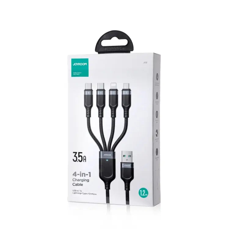 JOYROOM A18 3.5A USB to 8 Pin + Dual USB-C/Type-C + Micro USB 4 in 1 Data Cable Length: 1.2m USB to 8 Pin + Dual Type-C