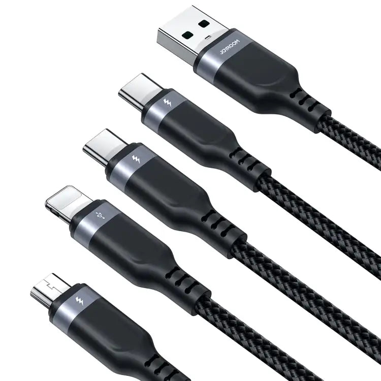 JOYROOM A18 3.5A USB to 8 Pin + Dual USB-C/Type-C + Micro USB 4 in 1 Data Cable Length: 1.2m USB to 8 Pin + Dual Type-C