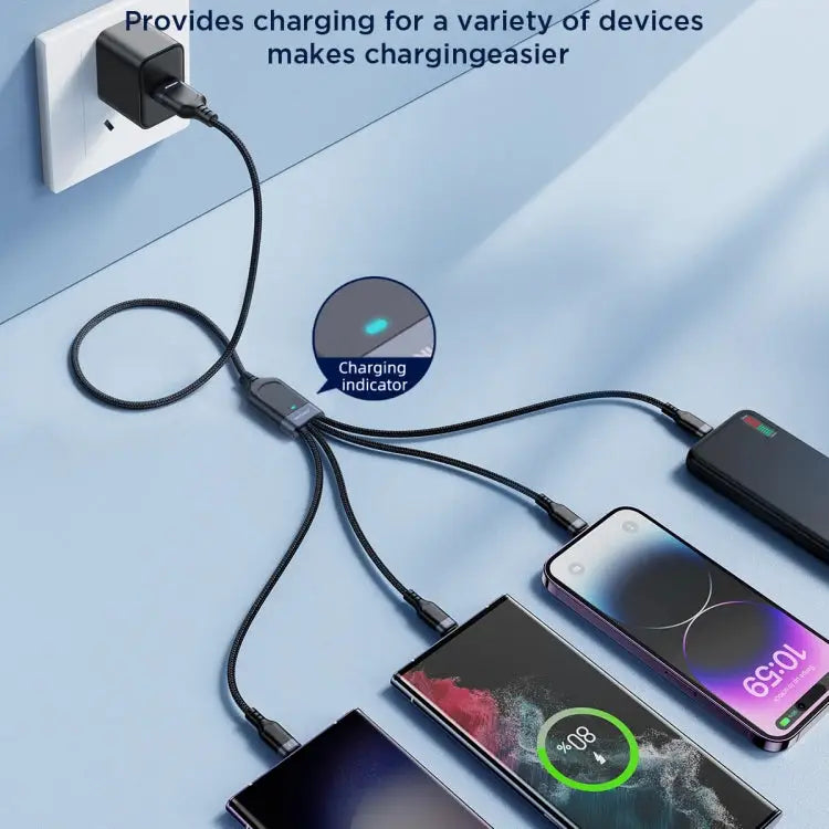 JOYROOM A18 3.5A USB to 8 Pin + Dual USB-C/Type-C + Micro USB 4 in 1 Data Cable Length: 1.2m USB to 8 Pin + Dual Type-C