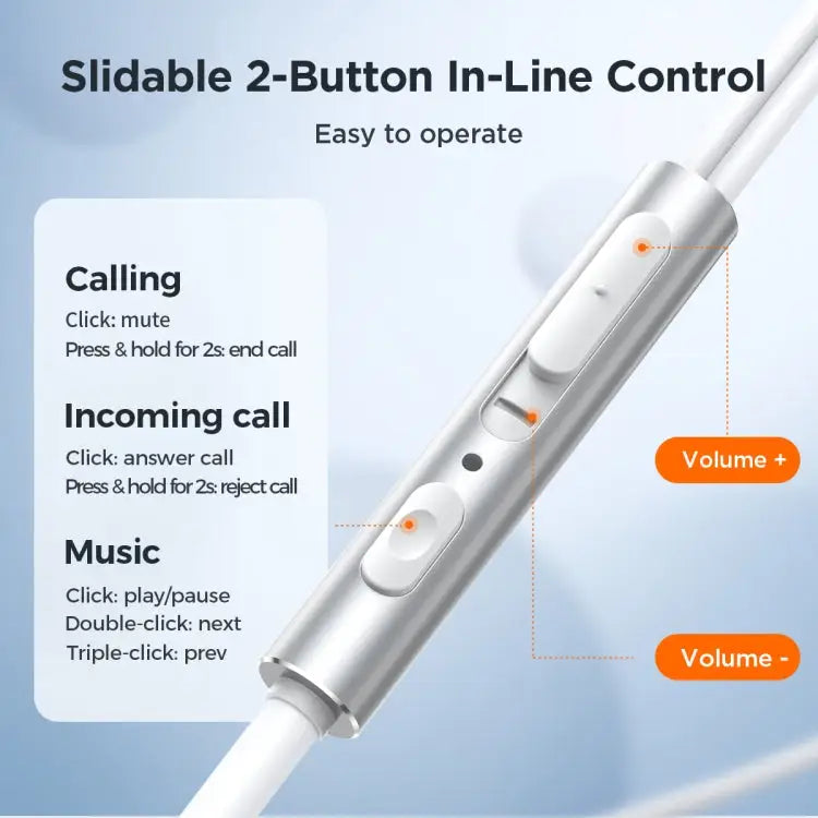 JOYROOM JR-EW03 3.5mm In-Ear Metal Wired Earphone Length: 1.2m