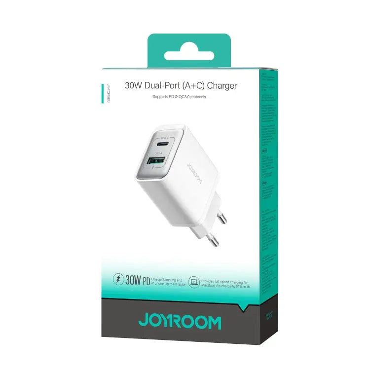 JOYROOM JR-TCF15 30W USB + USB-C / Type-C Fast Charger EU Plug UK Plug - Apple Accessories