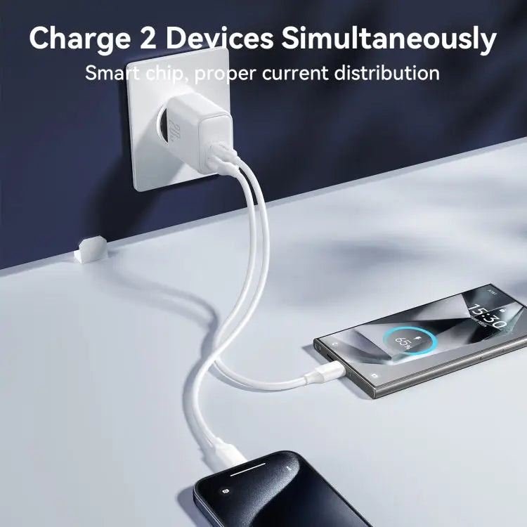 JOYROOM JR-TCF21 20W Dual Ports USB + Type-C Charger EU Plug UK Plug - Apple Accessories