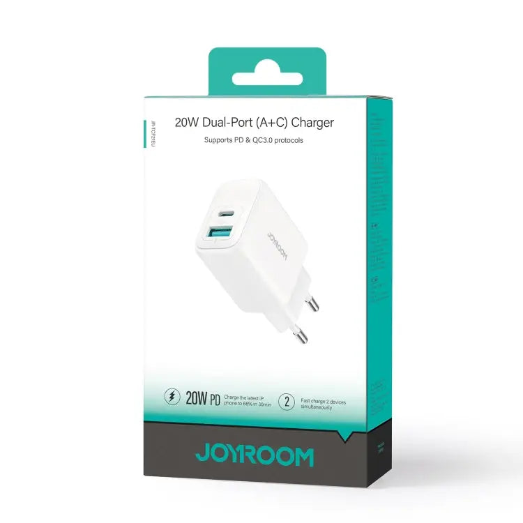 JOYROOM JR-TCF21 20W Dual Ports USB + Type-C Charger EU Plug UK Plug - Apple Accessories