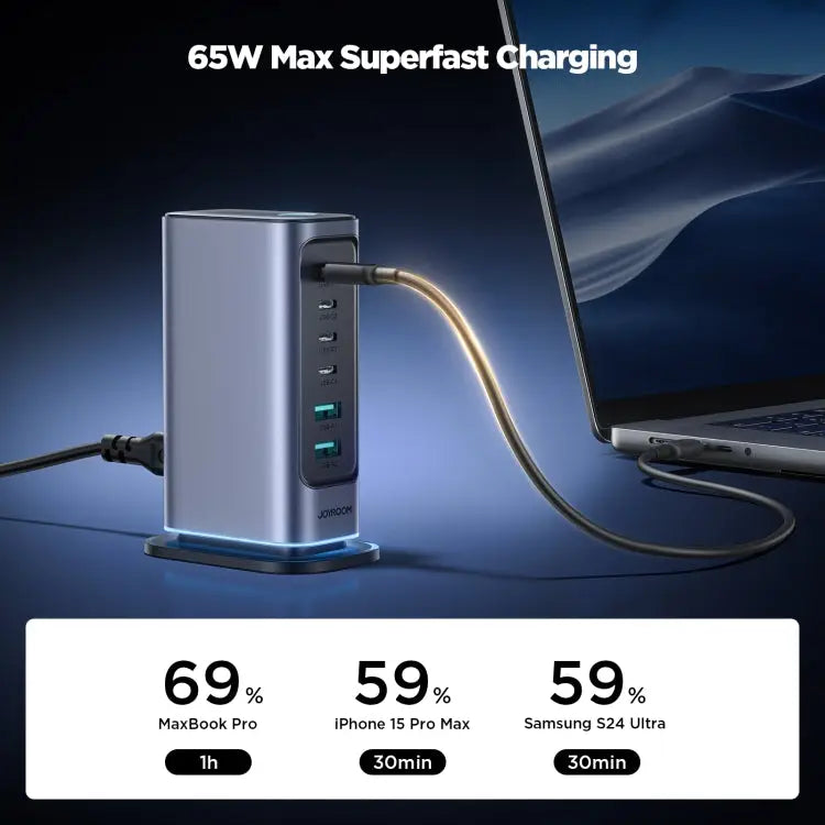 JOYROOM JR-TCM02 6 in 1 65W GaN 4 USB-C & 2 USB-A Multi-port Charger EU Plug UK Plug - Apple Accessories