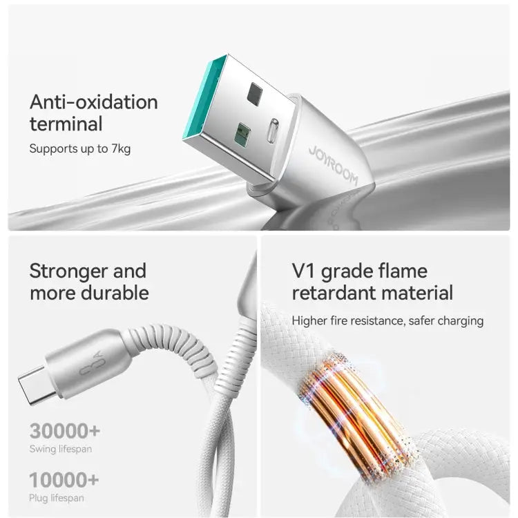 JOYROOM S-A51 Cutting-Edge Series 3A Fast Charging Data Cable Length: 1.2m USB-A to Type-C Cable USB-A to 8 Pin Cable