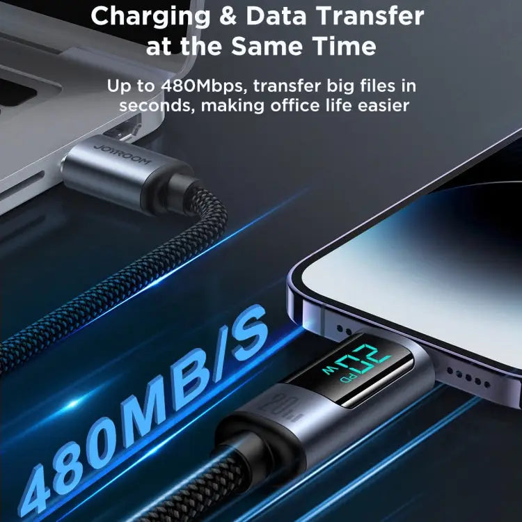 JOYROOM S-CL020A16 20W USB-C / Type-C to 8 Pin Digital Display Fast Charging Data Cable Type-C to 8 Pin - Type-C to 8