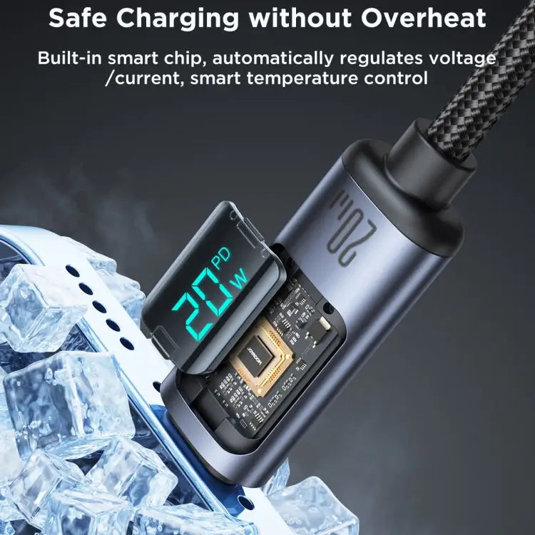 JOYROOM S-CL020A16 20W USB-C / Type-C to 8 Pin Digital Display Fast Charging Data Cable Type-C to 8 Pin - Type-C to 8