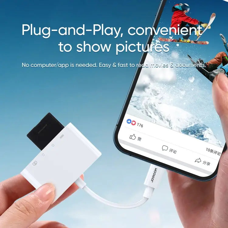 JOYROOM S-H142 4 in 1 8 Pin to SD / TF Card + 8 Pin Charge + USB Interface OTG Camera Reader Adapter - Apple Accessories
