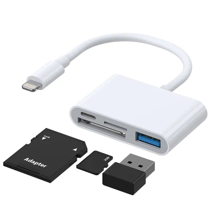 JOYROOM S-H142 4 in 1 8 Pin to SD / TF Card + 8 Pin Charge + USB Interface OTG Camera Reader Adapter - Apple Accessories