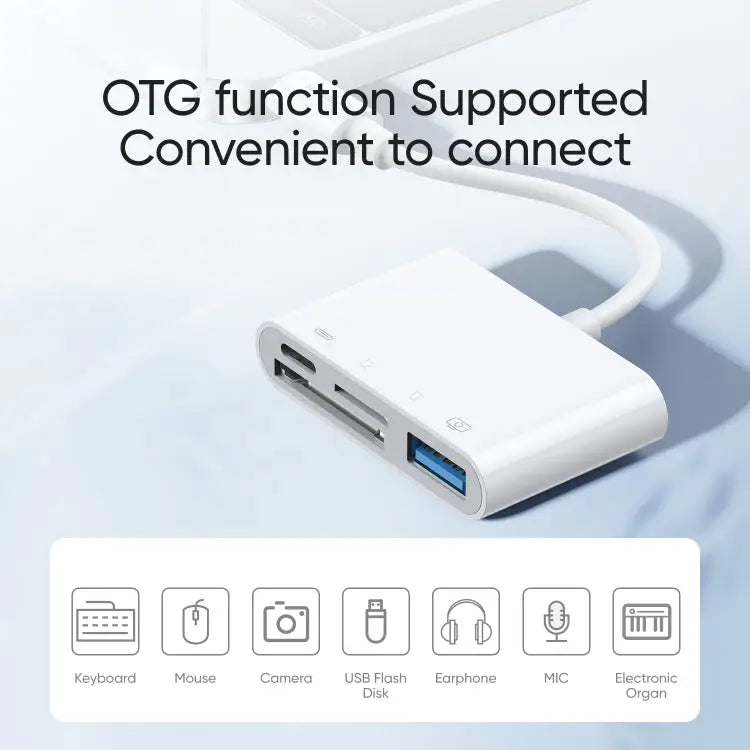 JOYROOM S-H142 4 in 1 8 Pin to SD / TF Card + 8 Pin Charge + USB Interface OTG Camera Reader Adapter - Apple Accessories