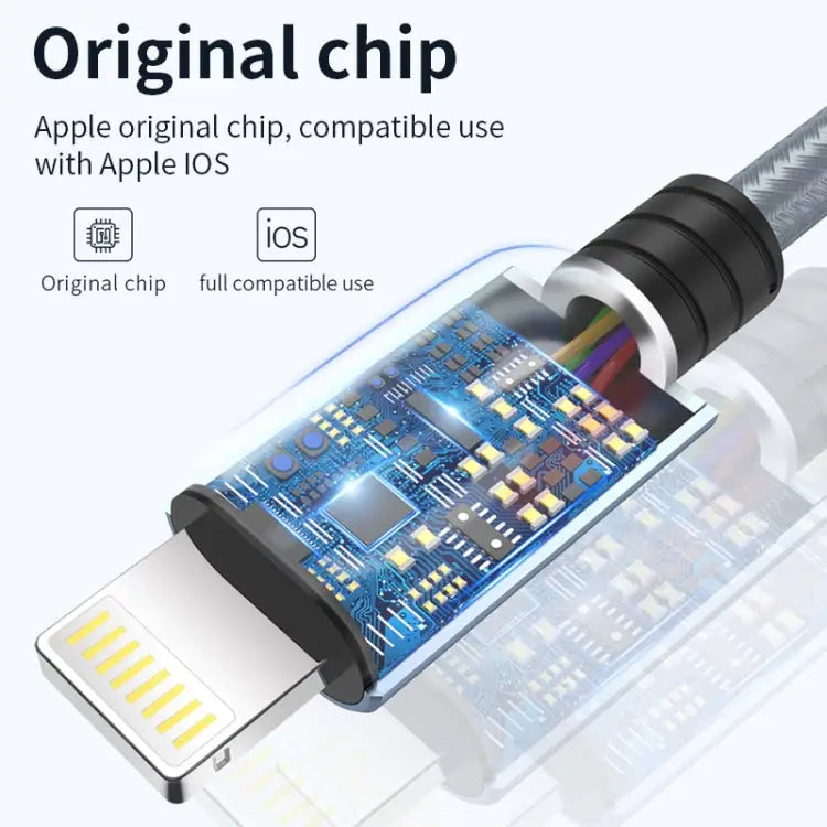 JOYROOM S-M369 Simple Series 2.4A 8 Pin Nylon Braided Data Cable Length: 1.2m - Gold