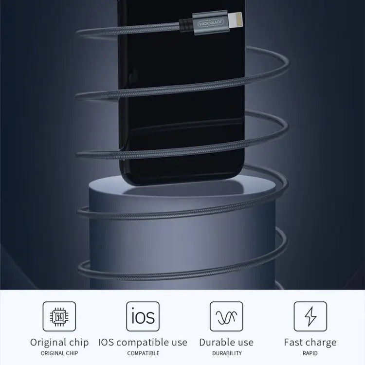 JOYROOM S-M369 Simple Series 2.4A 8 Pin Nylon Braided Data Cable Length: 1.2m - Gold