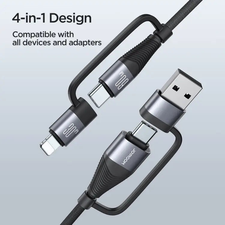 JOYROOM SA37-2T2 60W Multi-Function Series 4 in 1 Fast Charging Data Cable SA37-2T2 - SA37-2T2 - Apple Accessories