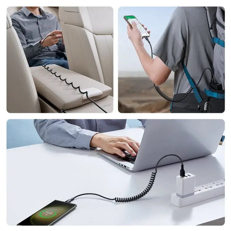 JOYROOM SA38-CL3 30W USB-C / Type-C to 8 Pin Coiled Fast Charging Data Cable USB-C / Type-C to 8 Pin - USB-C / Type-C