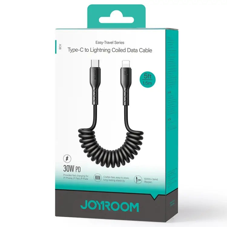 JOYROOM SA38-CL3 30W USB-C / Type-C to 8 Pin Coiled Fast Charging Data Cable USB-C / Type-C to 8 Pin - USB-C / Type-C