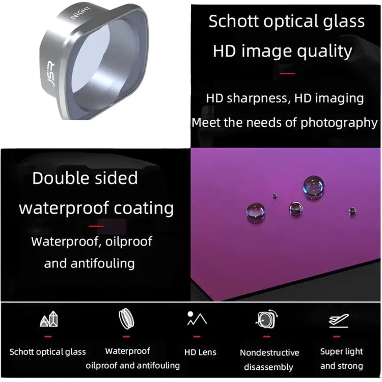 JSR KS ND64 Lens Filter for DJI FPV Aluminum Alloy Frame ND64 - ND64