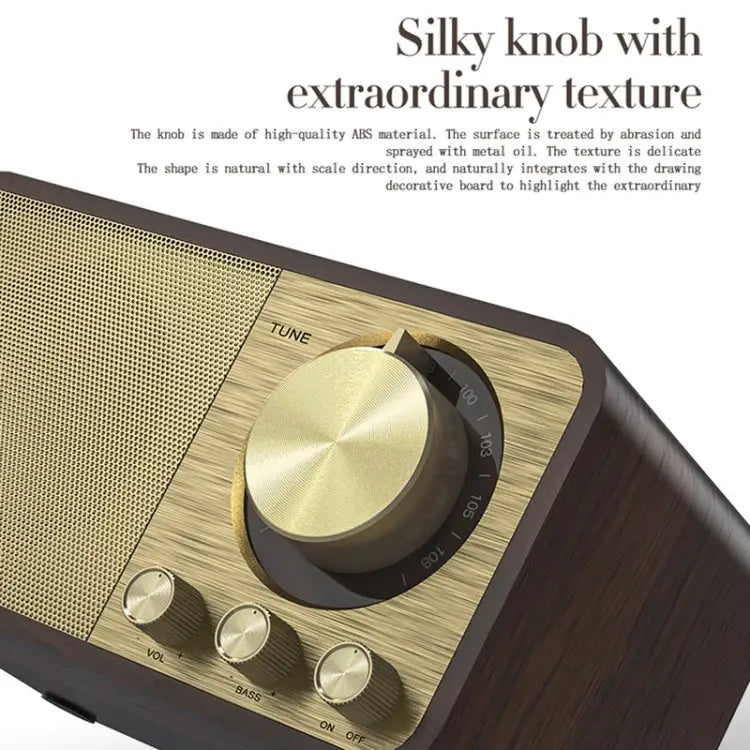 JY-66 Wood Texture Wireless BT5.0 Retro Classic Speaker FM Radio Support TF / U-Disk / AUX