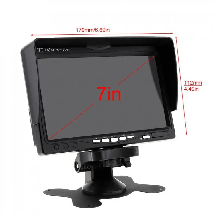 K0164 7 inch HD Car 18 IR Night Vision Rear View Backup Four Cameras Rearview Monitor - K0164