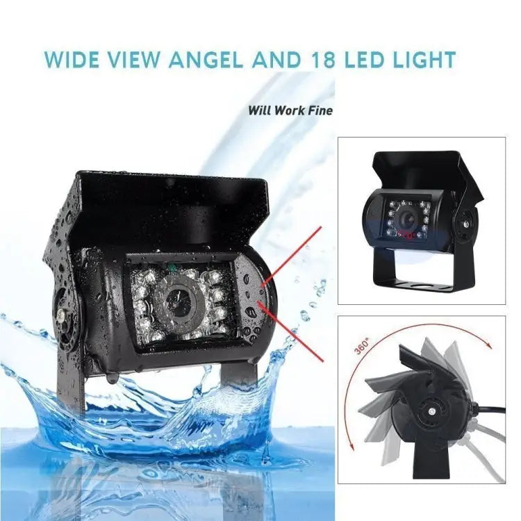 K0164 7 inch HD Car 18 IR Night Vision Rear View Backup Four Cameras Rearview Monitor - K0164