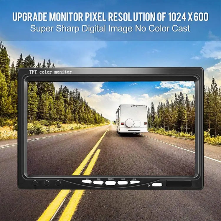 K0164 7 inch HD Car 18 IR Night Vision Rear View Backup Four Cameras Rearview Monitor - K0164