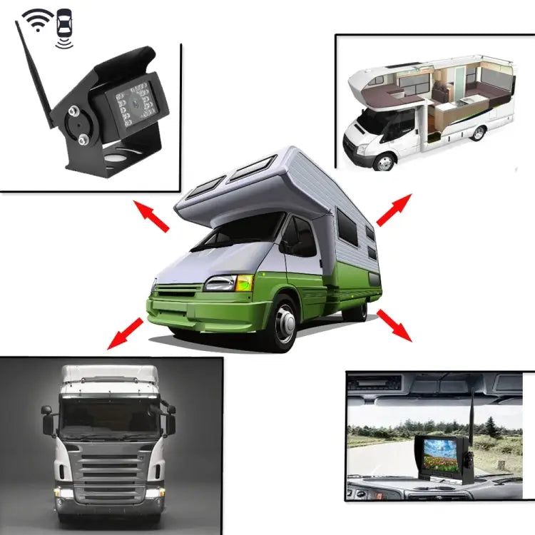 K0232 7 inch 140 Degrees Wide Angle HD Car Rear View Backup Dual Cameras Rearview Monitor Split Screen K0232 - K0232