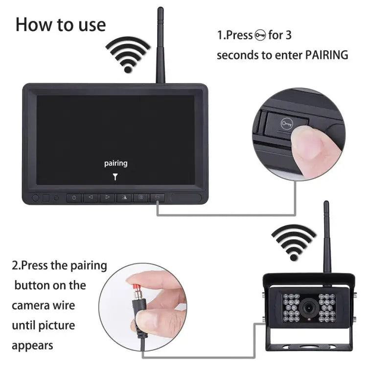 K0232 7 inch 140 Degrees Wide Angle HD Car Rear View Backup Dual Cameras Rearview Monitor Split Screen K0232 - K0232