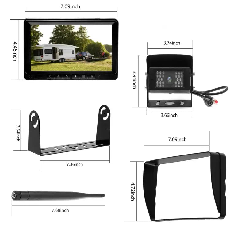 K0232 7 inch 140 Degrees Wide Angle HD Car Rear View Backup Dual Cameras Rearview Monitor Split Screen K0232 - K0232