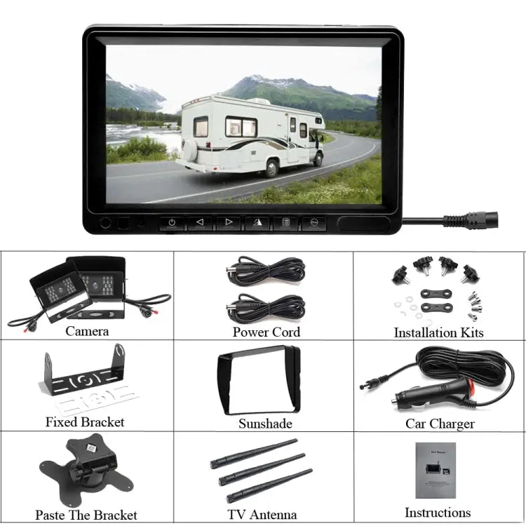 K0232 7 inch 140 Degrees Wide Angle HD Car Rear View Backup Dual Cameras Rearview Monitor Split Screen K0232 - K0232