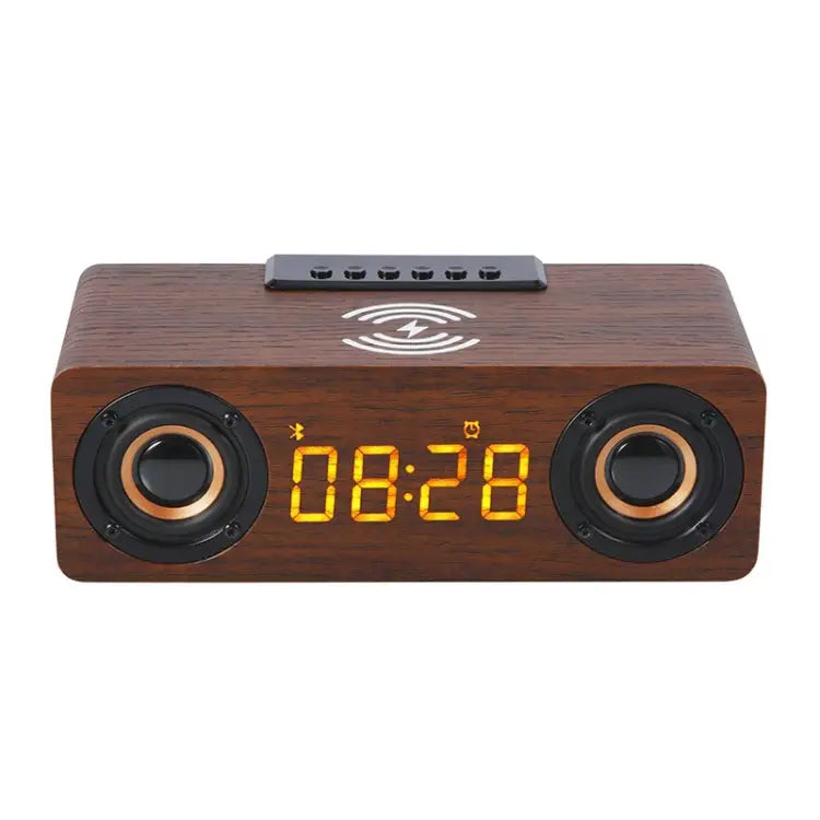 K1 Multifunctional Desktop Wooden Bluetooth Speaker Wireless Loudspeaker - Dark Brown - Apple Accessories