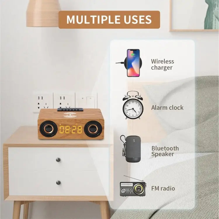 K1 Multifunctional Desktop Wooden Bluetooth Speaker Wireless Loudspeaker - Apple Accessories