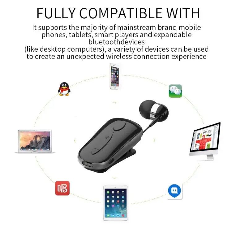 K36 Stereo Wireless Bluetooth Headset Calls Remind Vibration Wear Clip Driver Auriculares Earphone - Apple Accessories