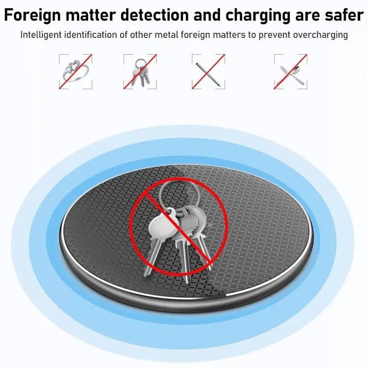 K8 15W Aluminum Alloy Round Desktop Wireless Charger with 1m Type-C Fast Charging Cable - K8 / Black