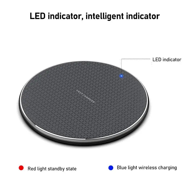 K8 15W Aluminum Alloy Round Desktop Wireless Charger with 1m Type-C Fast Charging Cable - K8 / Black